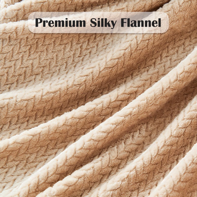NEWCOSPLAY Super Soft Throw Blanket Brown Premium Silky Flannel Fleece Leaves Pattern Lightweight Bed Blanket All Season Use (Brown, Throw(50"x60")) - Image 5